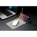 BLACE - @memorii Recycled PU Mouse Pad with Wireless Charger & Mobile Stand - Grey