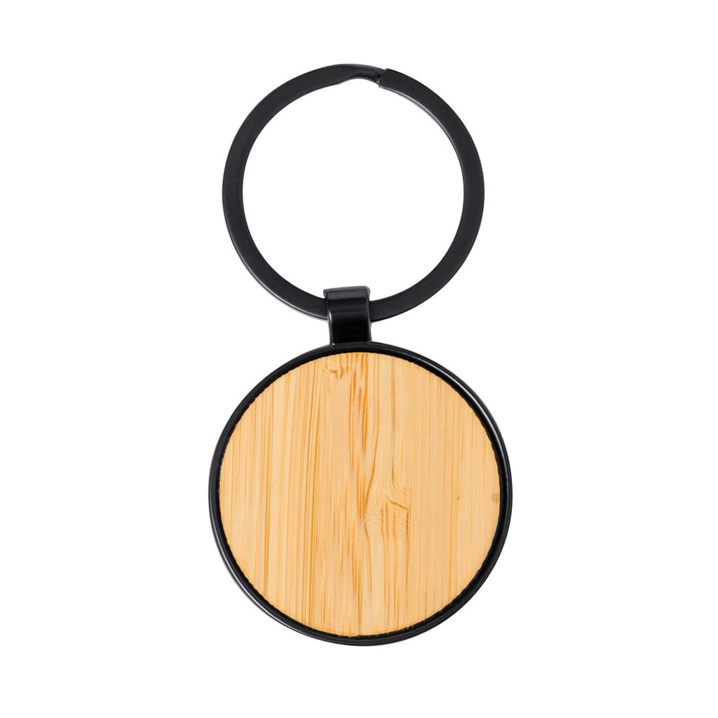 JACA - Round Bamboo Metal Keychain