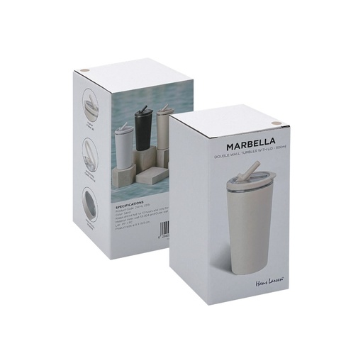 MARBELLA - Hans Larsen Double Wall Tumbler with Sip Lid 600 ml - Sand