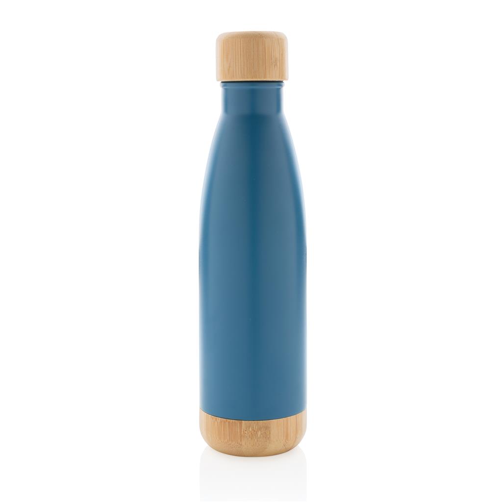 ODESSA - Giftology Double Wall Stainless Bottle with Bamboo Lid and Base - Blue