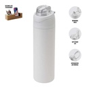 [DWHL 3251] AERO SIP - Hans Larsen Recycled Stainless Steel Bottle with Dual Sip Lid - White
