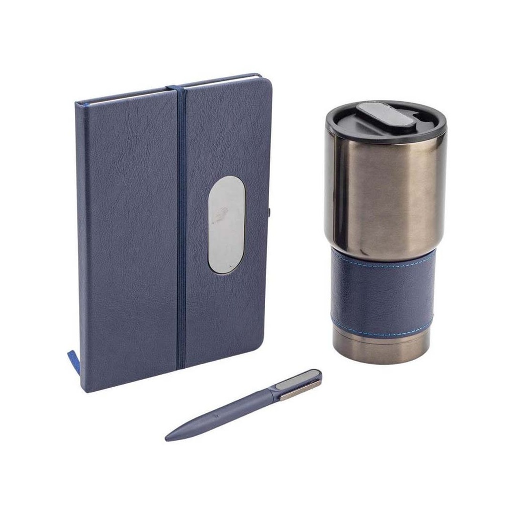 GIESSEN - Hans Larsen Gift Set of Tumbler, Notebook and Pen - Blue	
