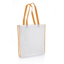 [NW001 V-White/Orange] Non-Woven Shopping Bag Vertical White/Orange