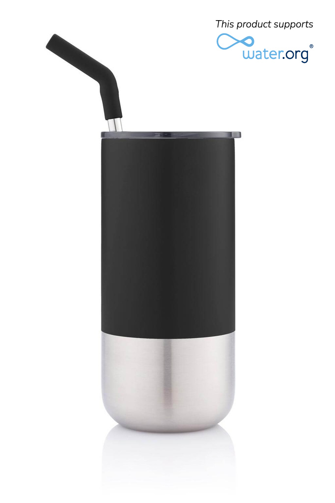 BORCULO - CHANGE Collection Insulated Tumbler with Reusable Straw - Black