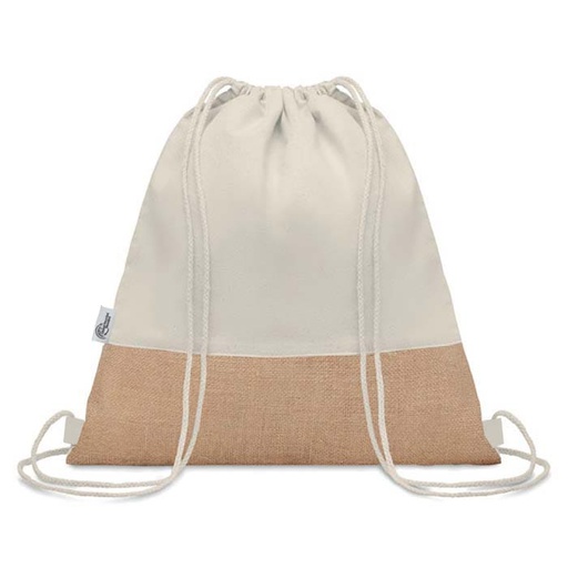 [CTEN 436] TRIGE - GRS-certified Recycled Cotton & Jute Drawstring Bag - Natural