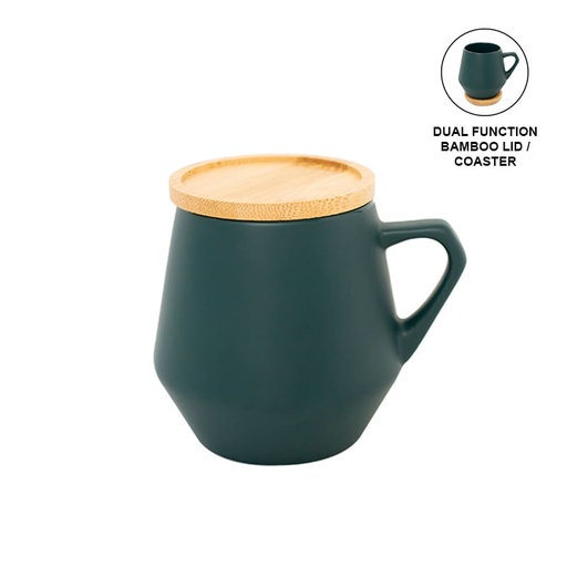 [DWEN 3201] SEVILLA - eco-neutral Ceramic Mug with Bamboo Lid - Dark Green