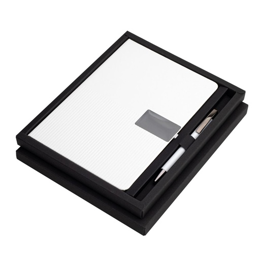 [GSGL 9616] RIPPLE SET - Giftology Set of Notebook and Pen - White